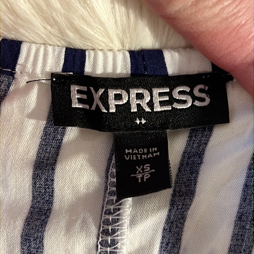 Express Navy Strip Ruffle Mini Dress, XS - Picture 6 of 7